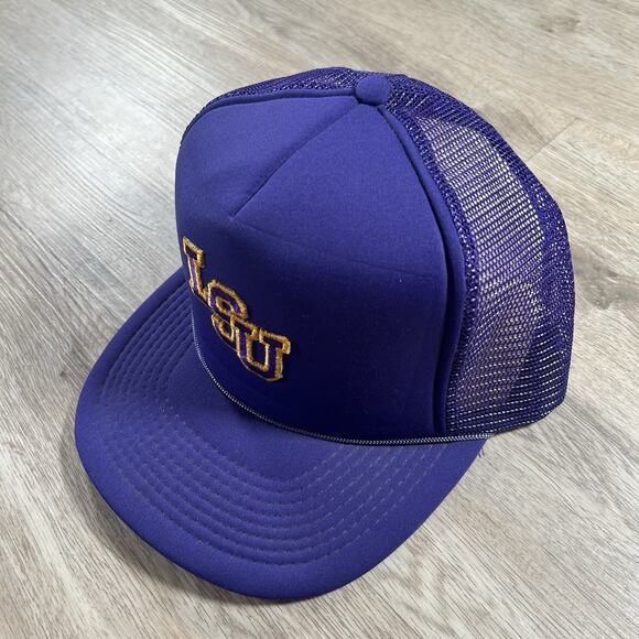 Vintage LSU Tigers Snapback Hat‎ College Purple Trucker Cap - Picture 8 of 8